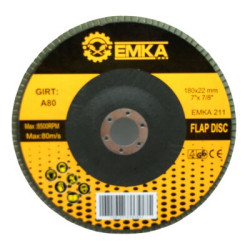 EMKA-211 FLAP DISC DİSK ZIMPARA A80 KUM 180X22MM*10X10