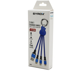 SYROX C90 3İN1 ÇOKLU ( İPHONE & TYPC-E & MICRO ) USB ( ÖRGÜLÜ ) ŞARJ KABLOSU 2.0A*320