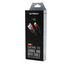 SYROX C93 ( İPHONE ) USB ( ÖRGÜLÜ ) LIGHTNING 2.0A ŞARJ & DATA KABLOSU*320