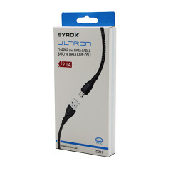 SYROX C121M ULTRON ( MICRO ) USB ( ÖRGÜLÜ ) 2.0A MİKRO SAMSUNG ŞARJ & DATA KABLOSU*200