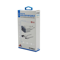 SYROX Q30 ( MICRO ) USB ( HIZLI ) 3.0A MİKRO SAMSUNG EV ŞARJ ALETİ*200