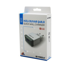 SYROX Q33 ( USB ) ( HIZLI ) EV ŞARJ ( ADAPTÖR BAŞLIK ) 18W*200